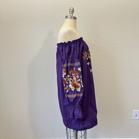 FREE PEOPLE Embroidered Fleur Du Jour Shift Mini Dress Purple - Picture 5 of 12